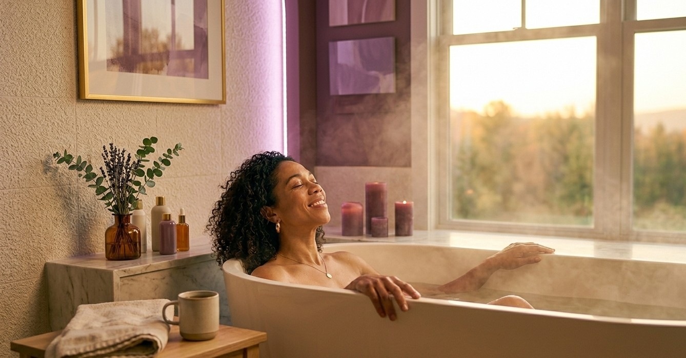 Relaxing spa-like self-care for women's wellness